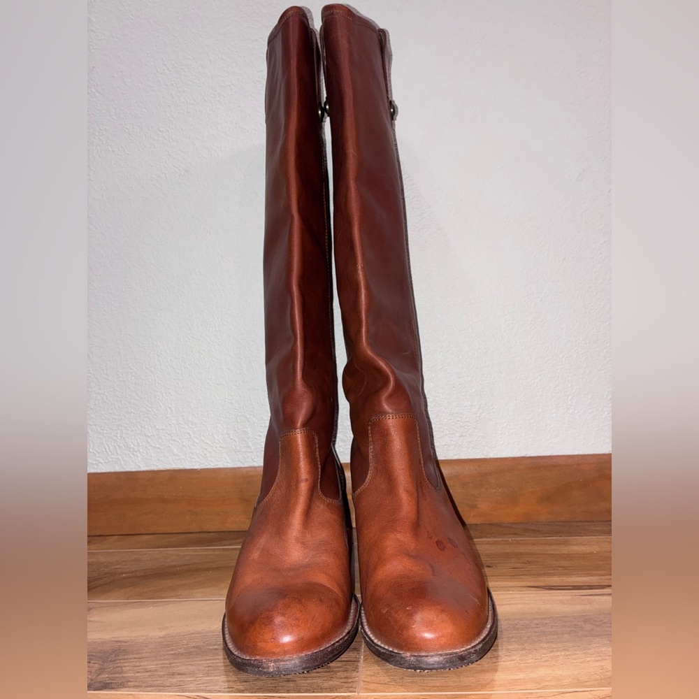 Frye Women's Jackie Button Tall Leather Riding Boots, conic - size 10 - Picture 7 of 12